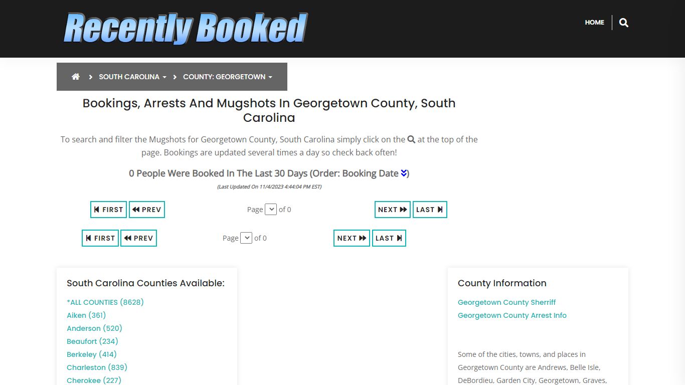 Bookings, Arrests and Mugshots in Georgetown County, South Carolina