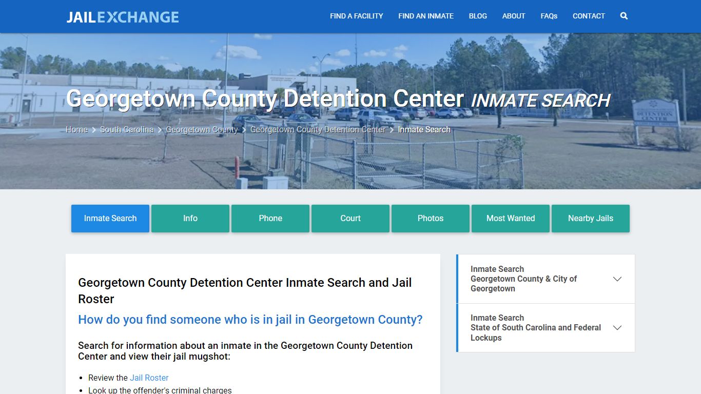 Georgetown County Detention Center Inmate Search - Jail Exchange